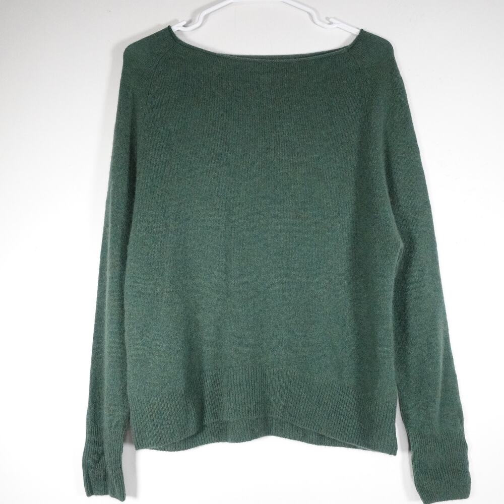 EUC Quince Women's XS Mongolian Cashmere Boatneck Sweater Forest Floor Green Y2K